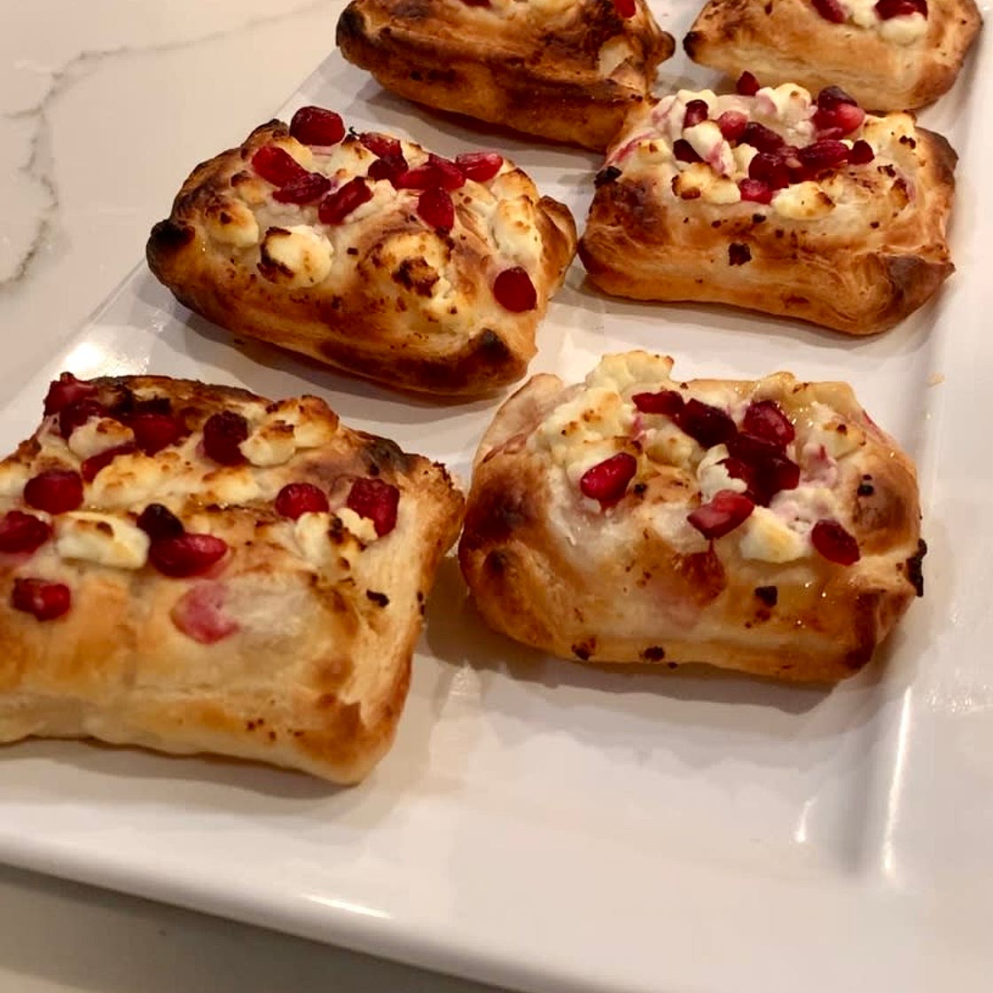 Pomegranate & Goat Cheese Puff Pastry Bites