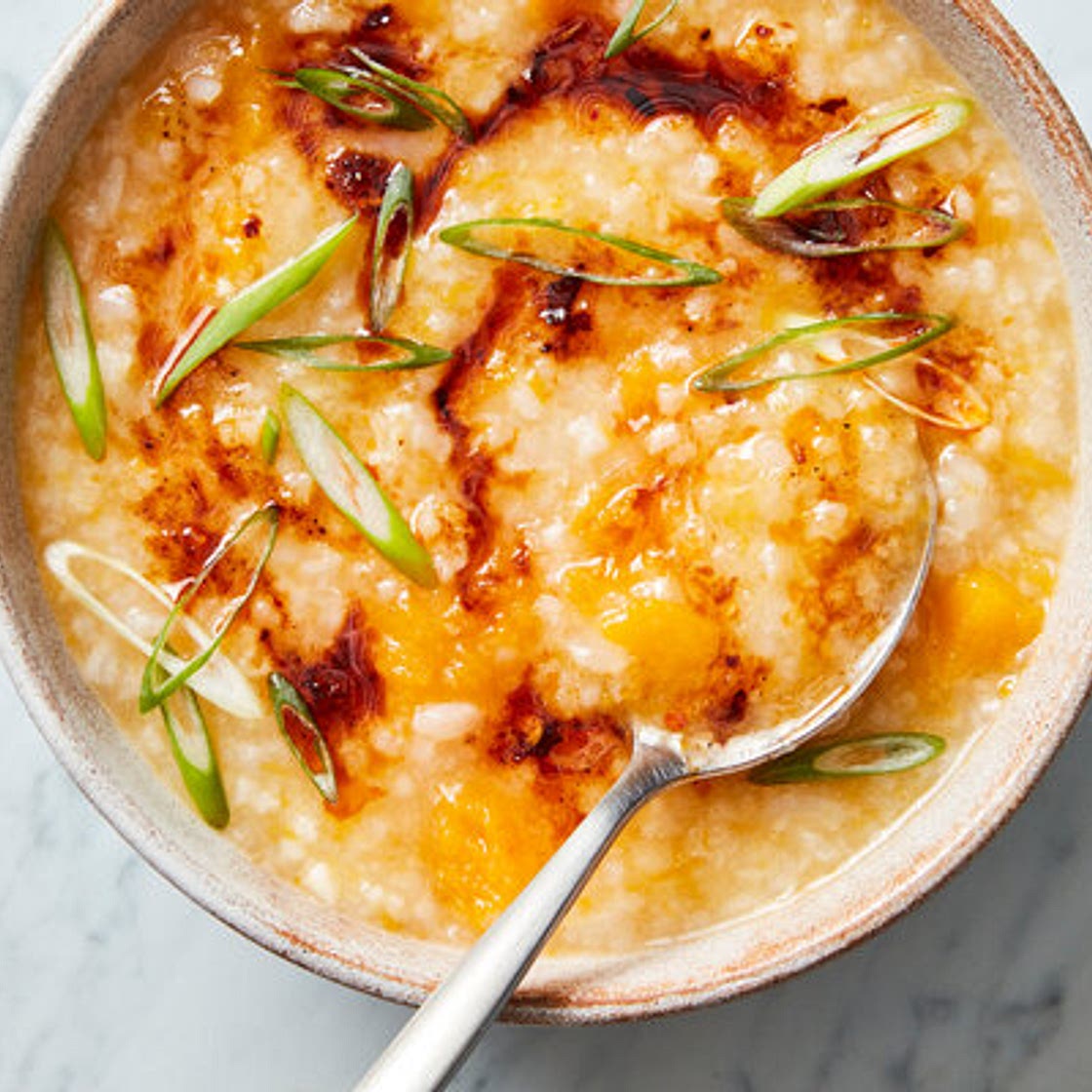 Butternut Squash Congee With Chile Oil
