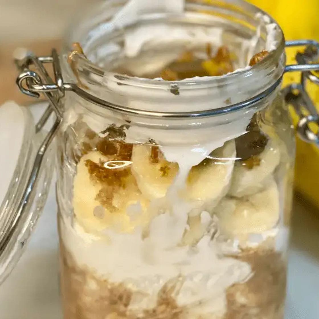 Banana Almond Butter Protein Overnight Oats