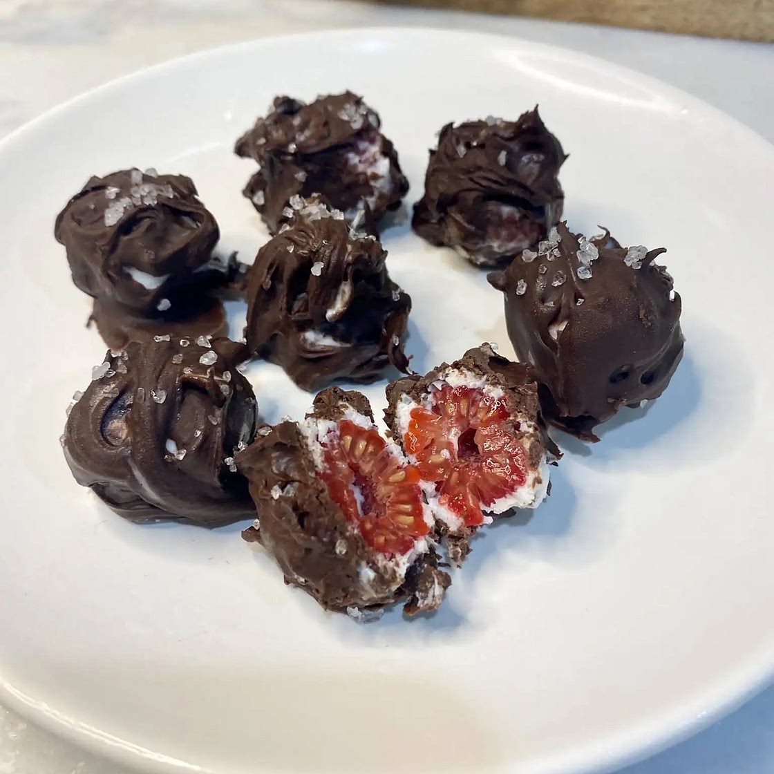 Dark Chocolate & Greek Yogurt Covered Raspberries