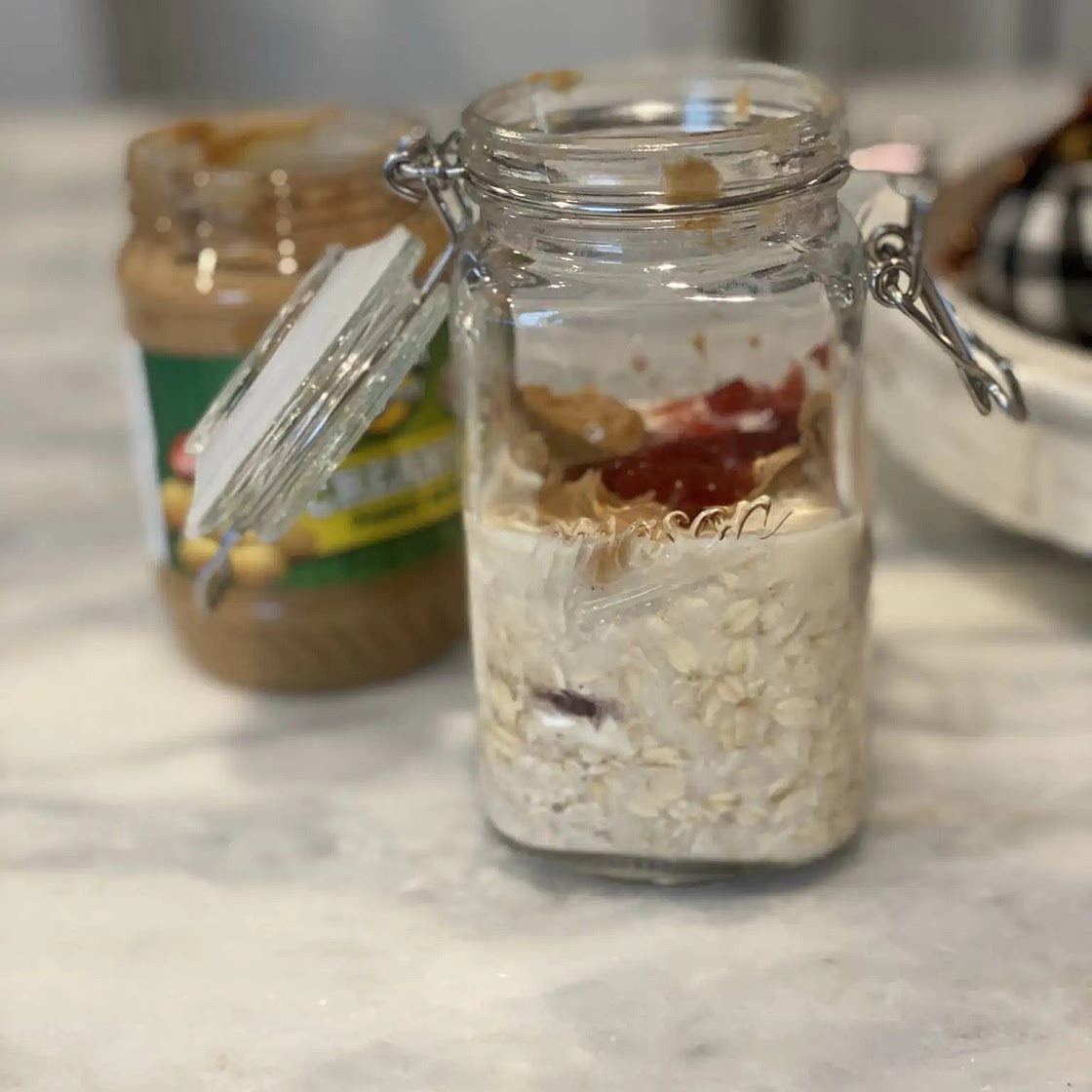 Peanut Butter & Jelly Protein Overnight Oats