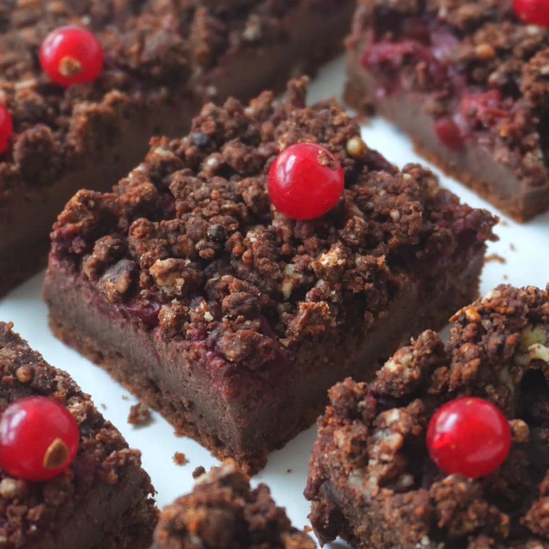 Cherry Chocolate Cheesecake Bars (vegan, healthier, dairy-free)