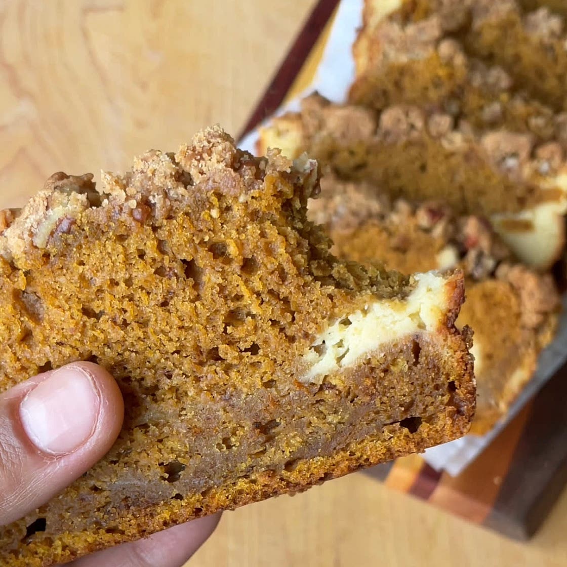 Pumpkin Cream Cheese Streusel Loaf 