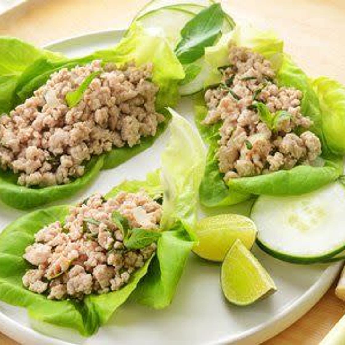 Optavia Thai Minced Pork with Lettuce Wrap