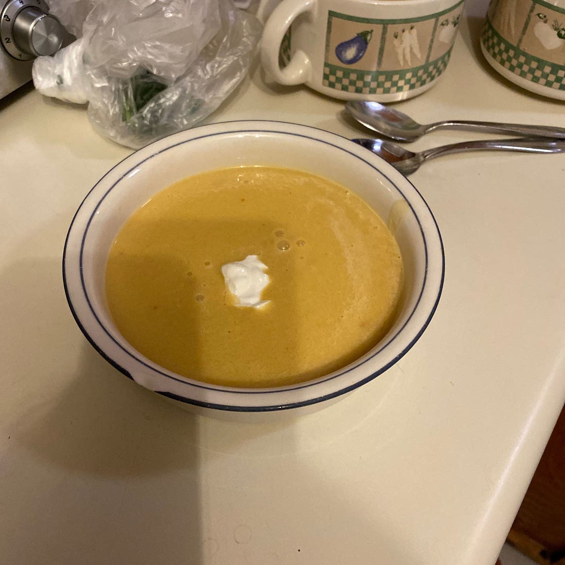 Butternut squash soup with chilli & crème fraîche