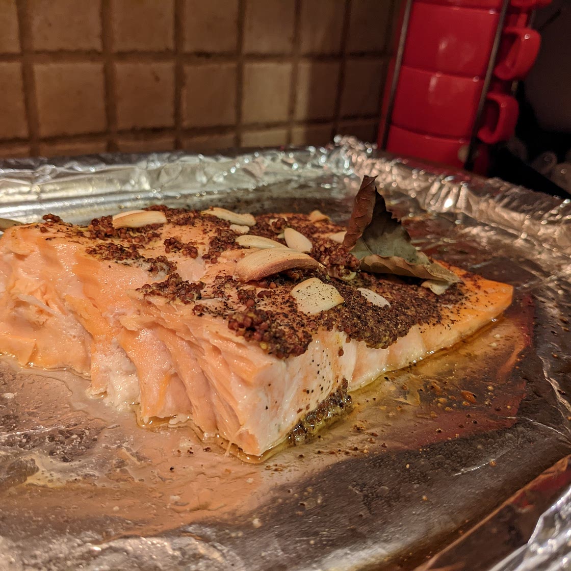 No-salt-added salmon spinach omelette