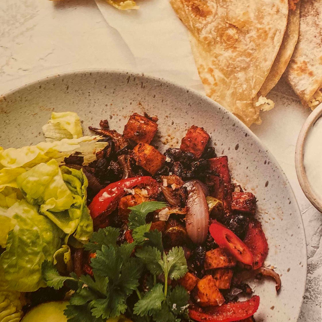 Ostquesadillas med Sötpotatis och Paprika 