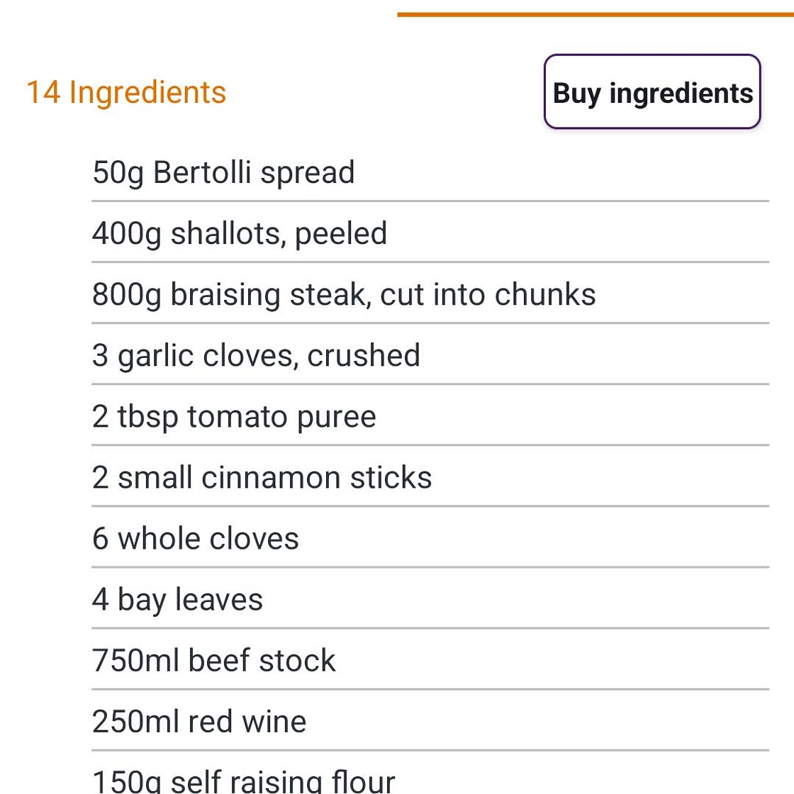 Beef Stifado (Ocado)