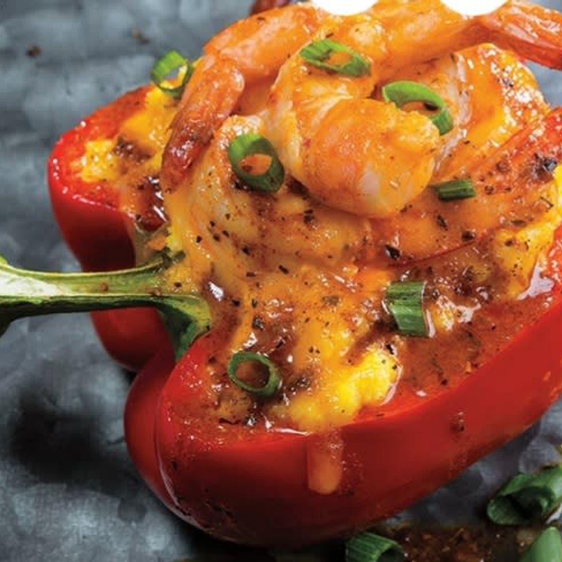 Shrimp and grits stuffed pepper