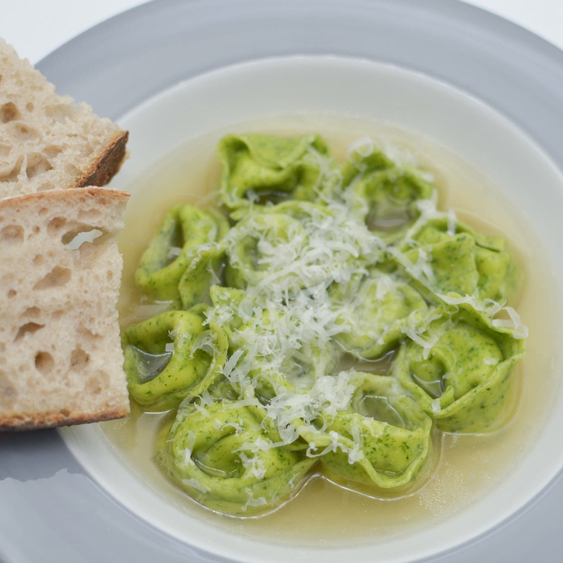 Spinach and Ricotta Tortellini in Brodo