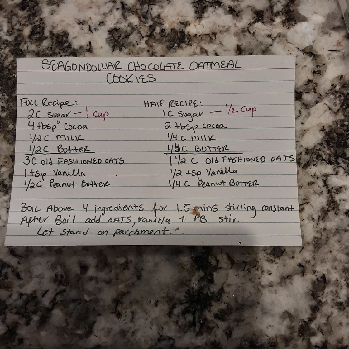 Seagondollar chocolate oatmeal cookies