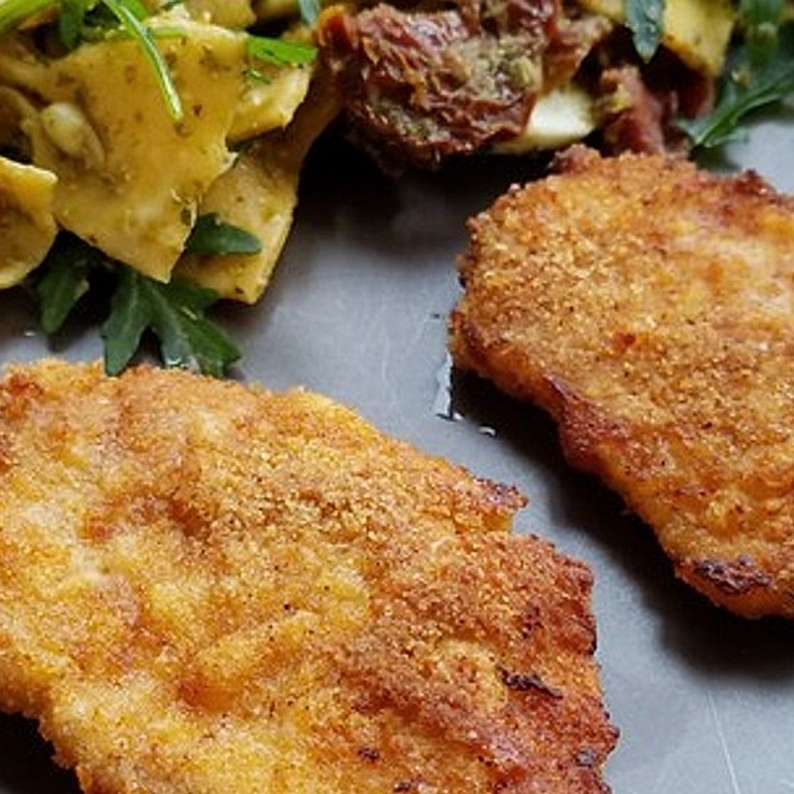 Panierte Schnitzel aus dem Backofen