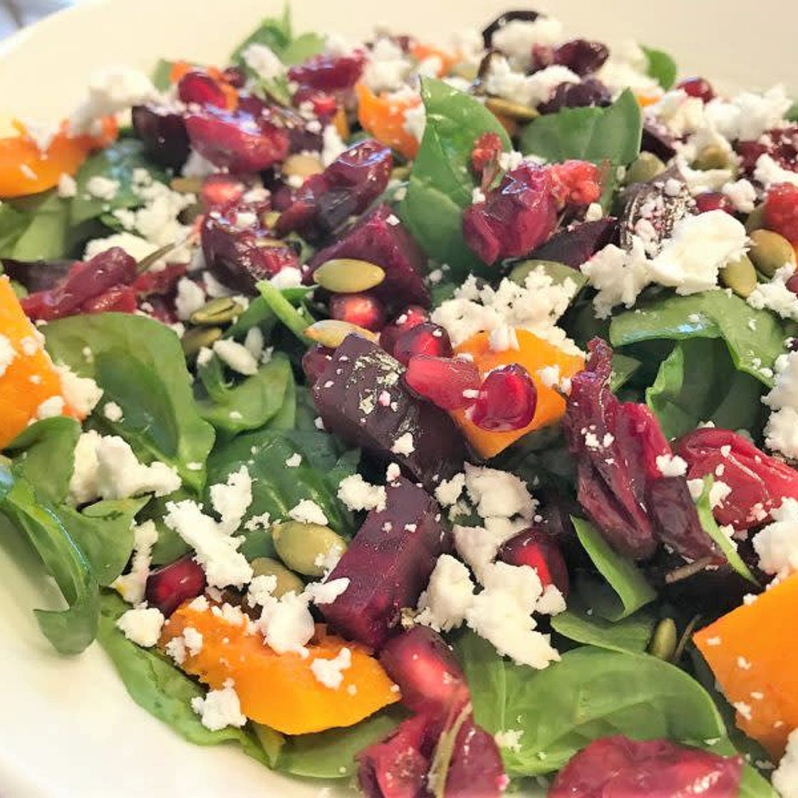 Butternut,  salade de roquette et betterave