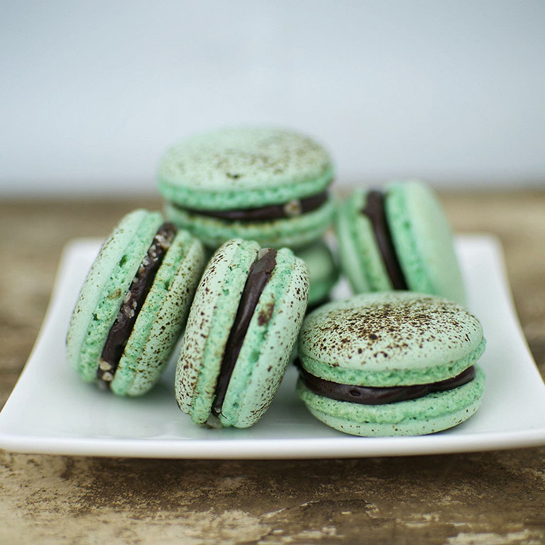 Macarons menthe chocolat