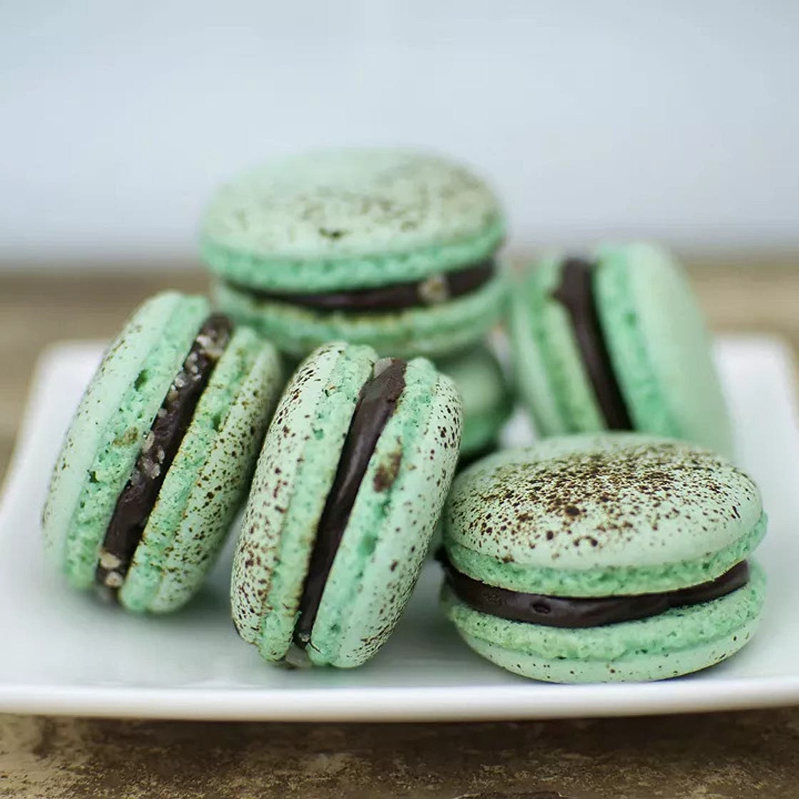 Macarons menthe chocolat