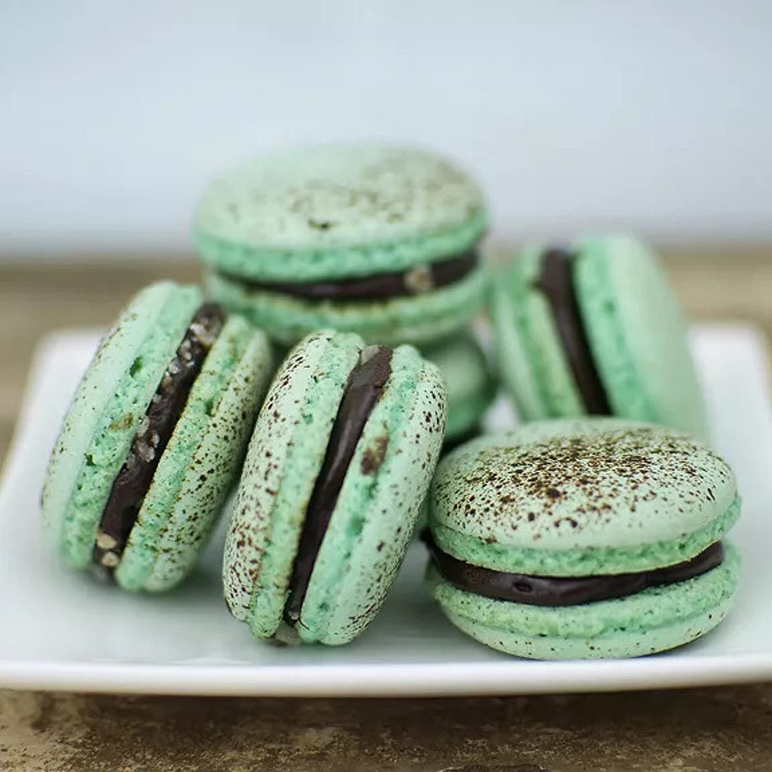 Macarons menthe chocolat