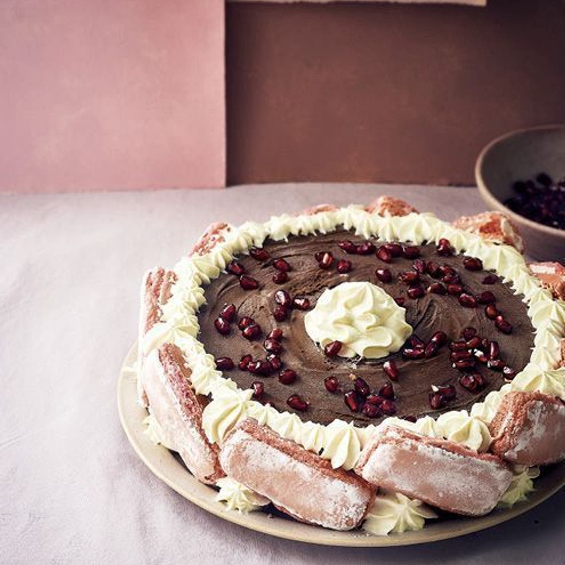 Vacherin au chocolat et aux biscuits roses de Reims