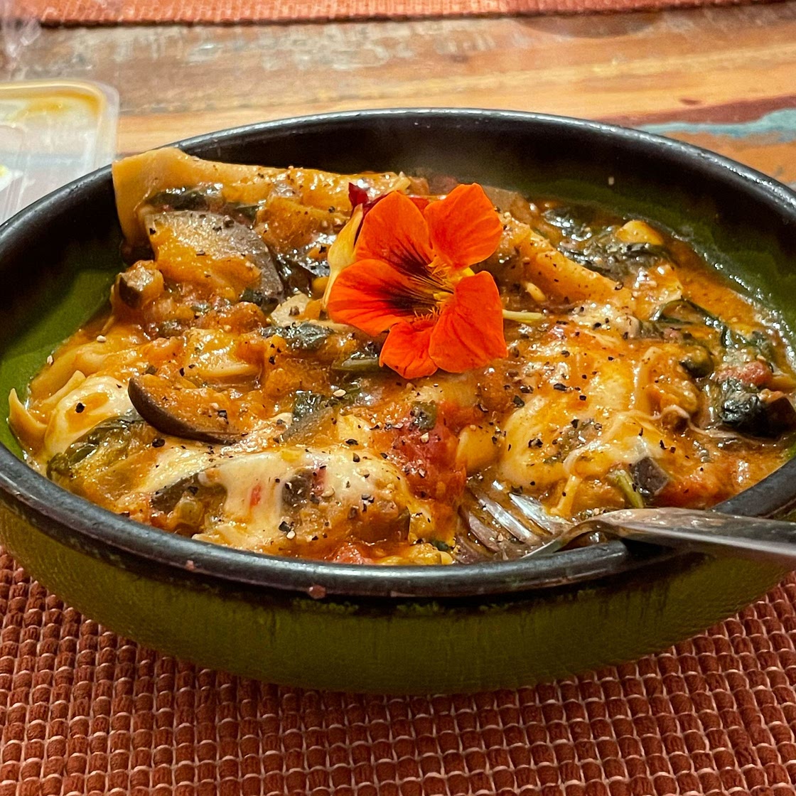 Messy One-Pot Aubergine & Spinach Lasagne