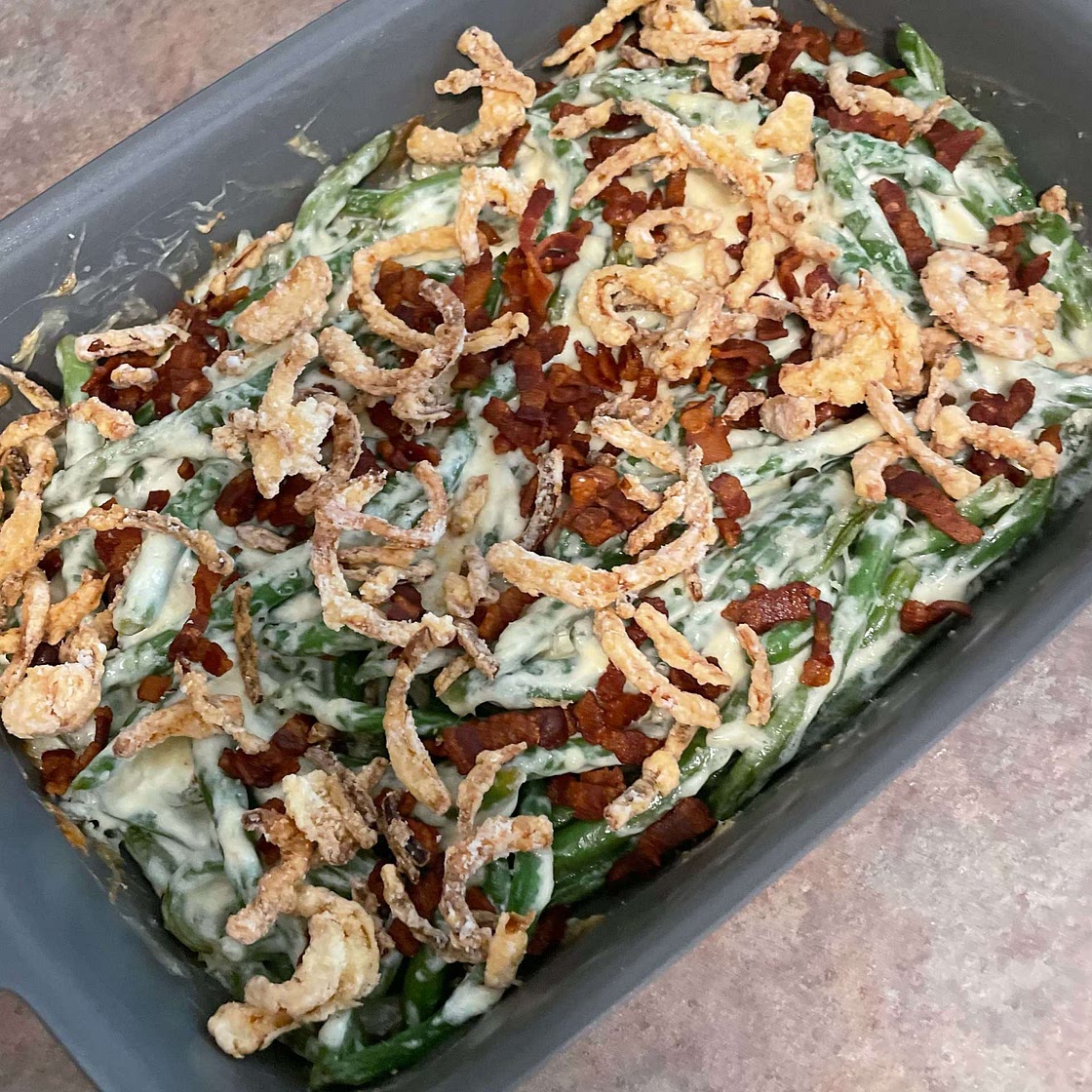 Creamy Green Bean Casserole Recipe with Bacon