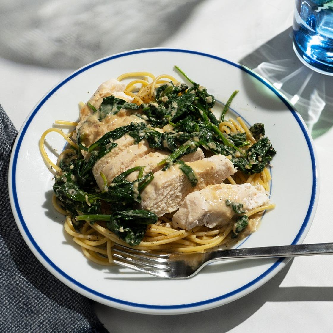 Chicken Florentine with Peppery Spaghetti