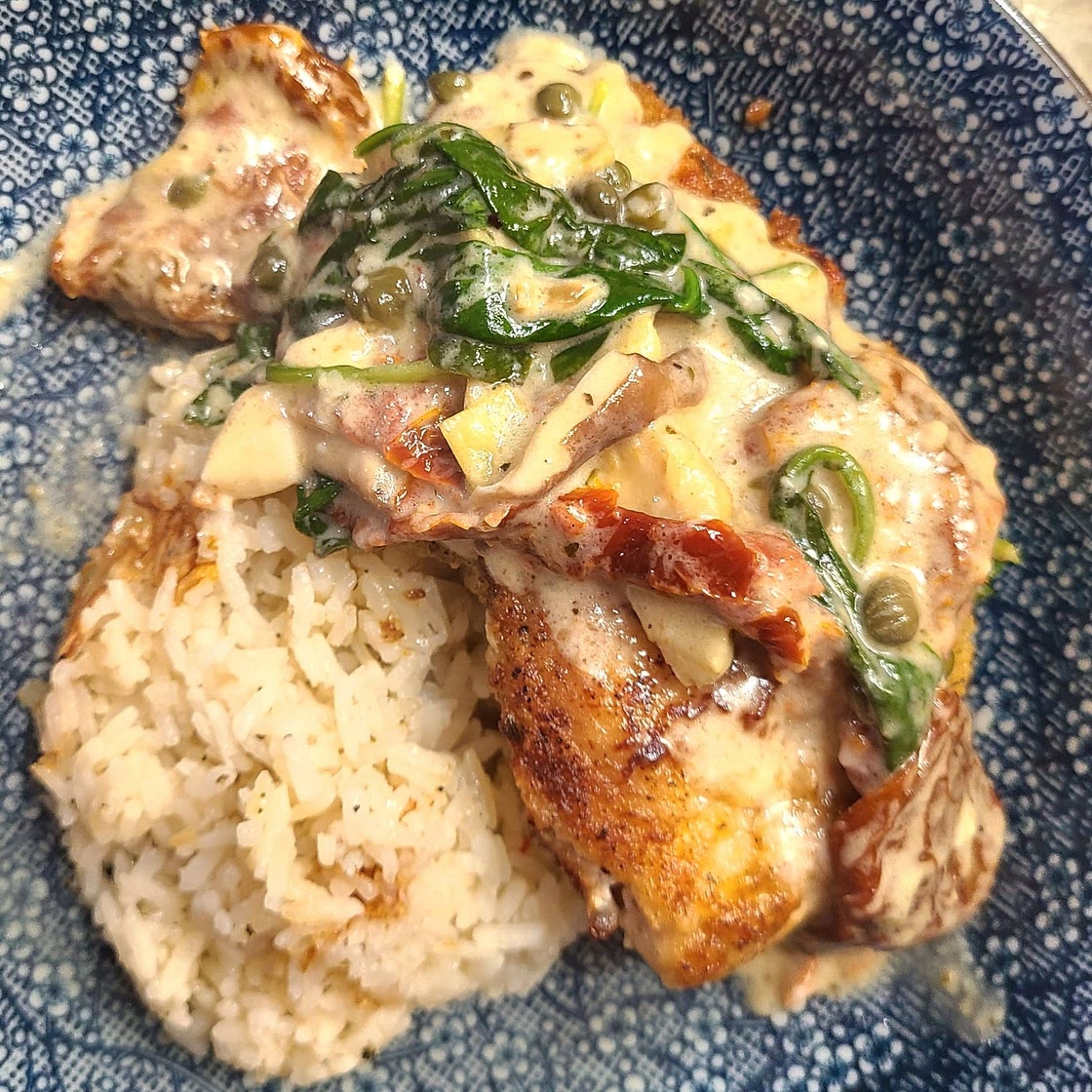 Mediterranean Chicken with Sun-Dried Tomatoes, Artichokes, and Capers