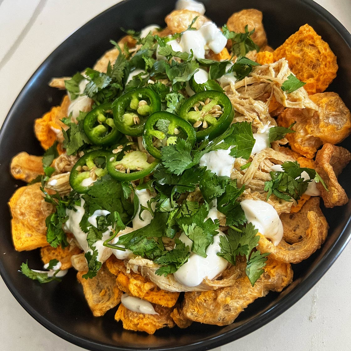 Shredded Chicken Porkrind Nachos — Angiela Eats - Quick, Easy, & Delicious Recipes