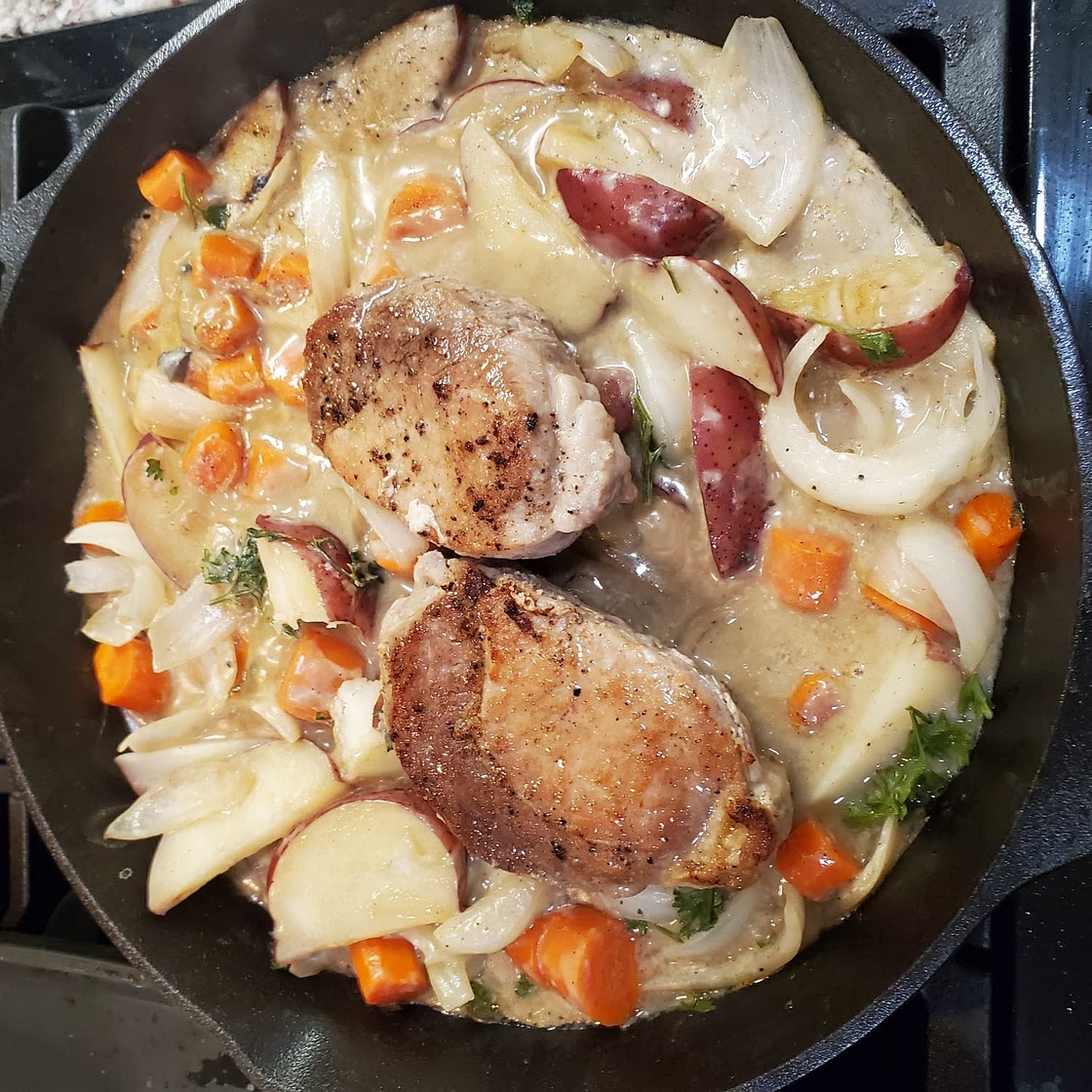 One-Skillet Pork Chop Supper