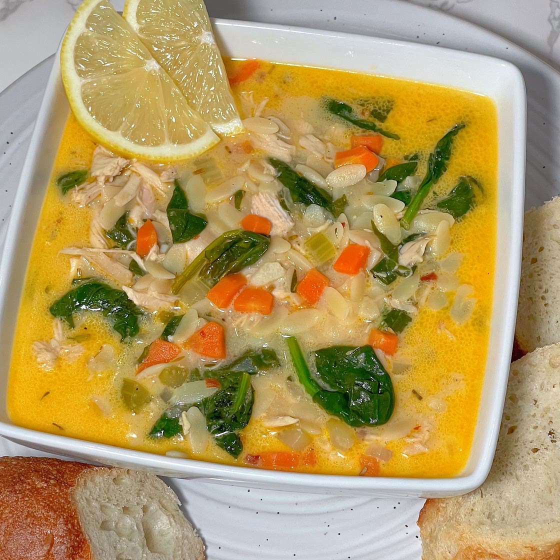 Creamy chicken orzo soup