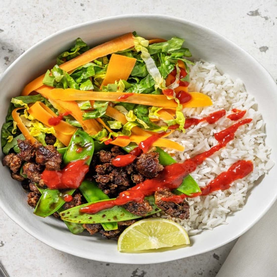 Lemongrass Beef Larb Style Salad with Jasmine Rice and Sambal