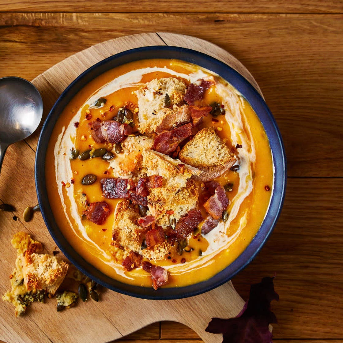 Butternut squash and bacon soup