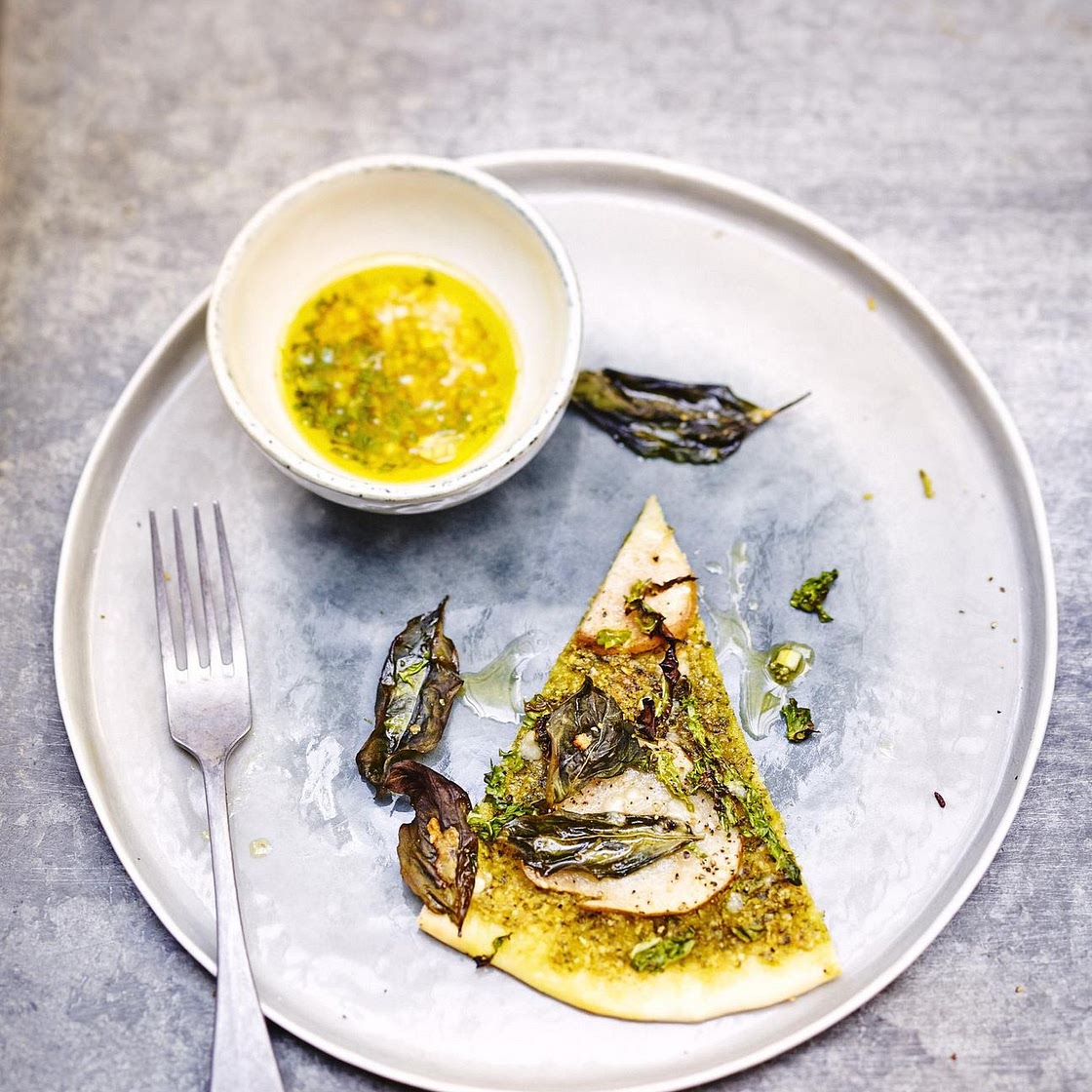 Pizza poires-pesto