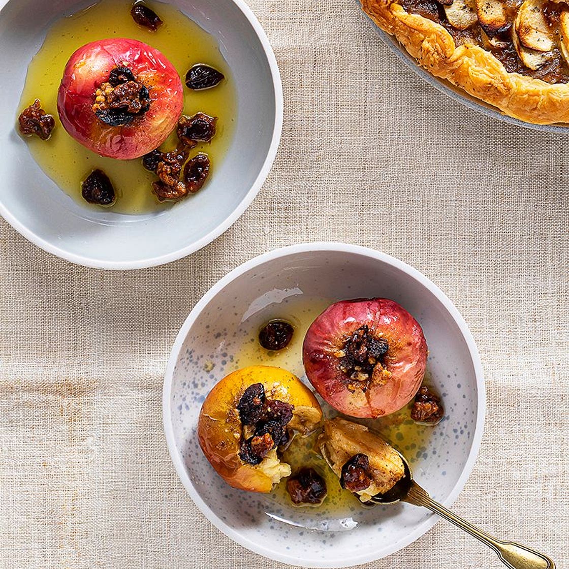 Pommes au four, noix et cranberries