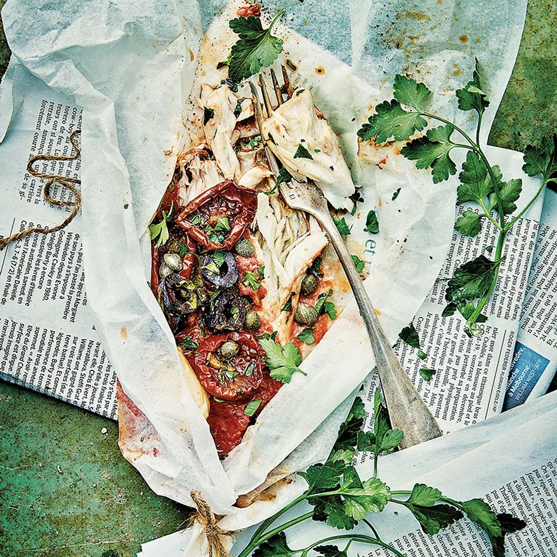 Papillotes de maigre à la méditerranéenne