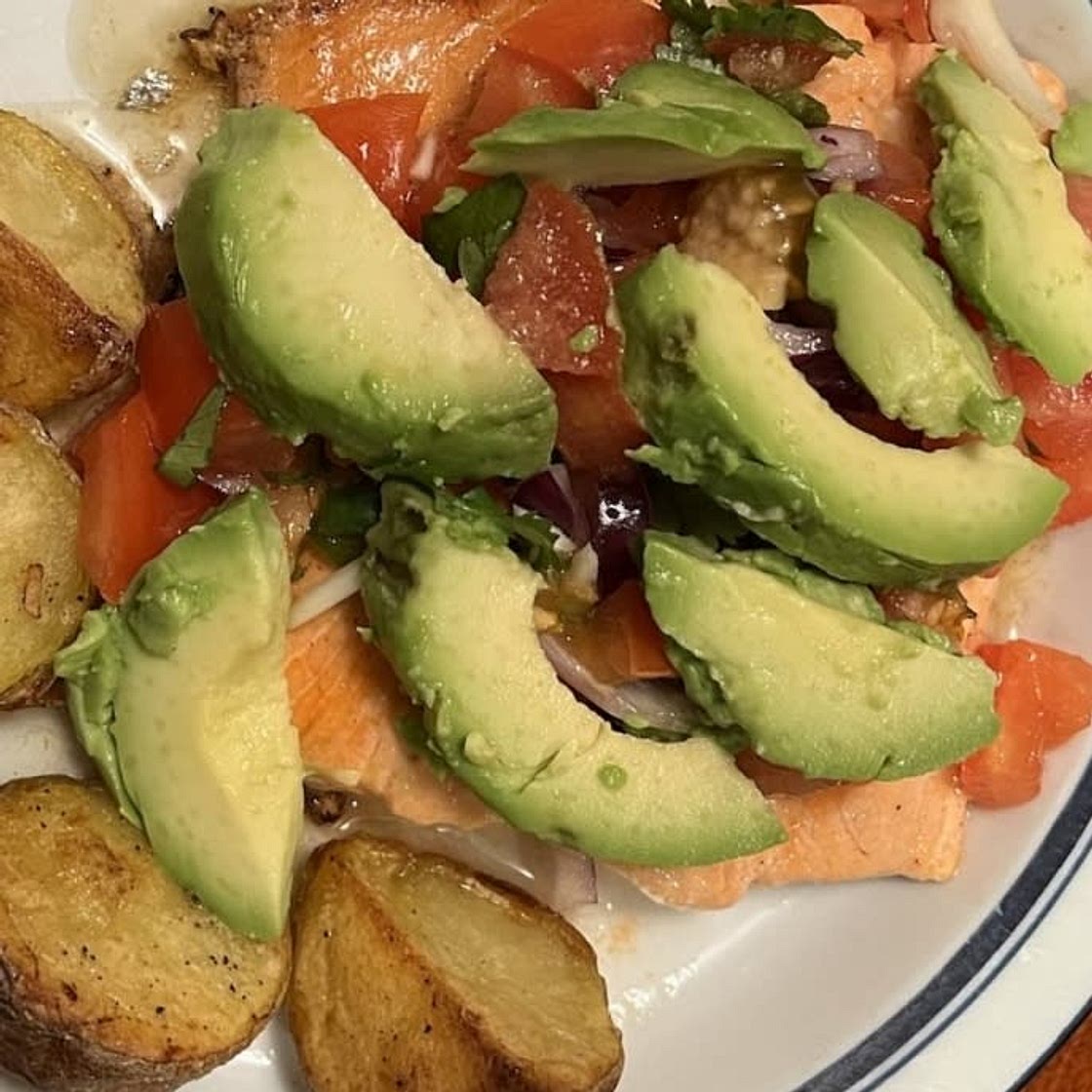 Pan Seared Salmon with Avocado Tomato Salsa