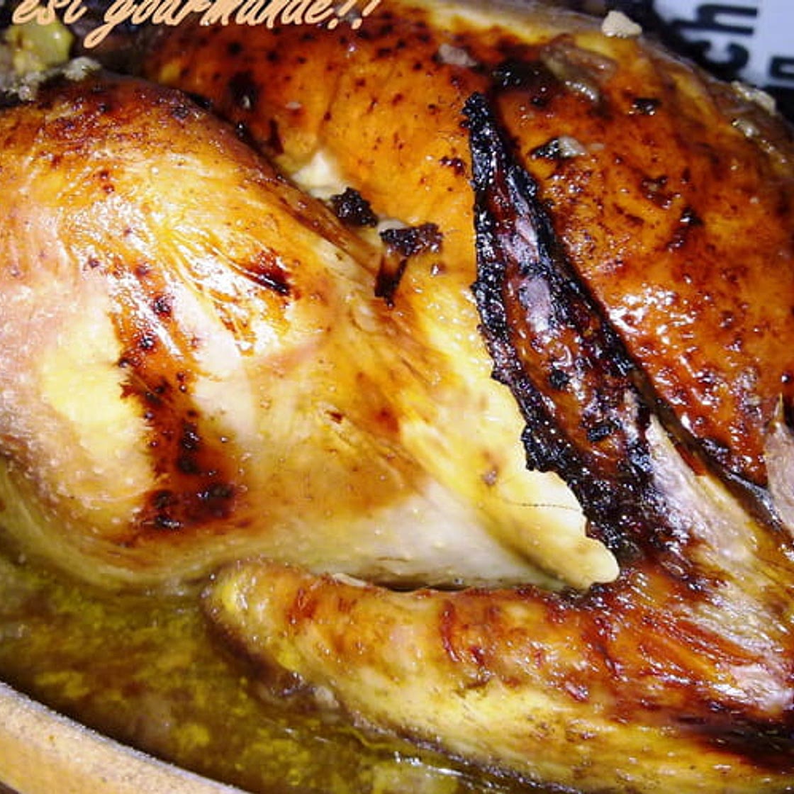 Poulet farci aux pommes et aux noix