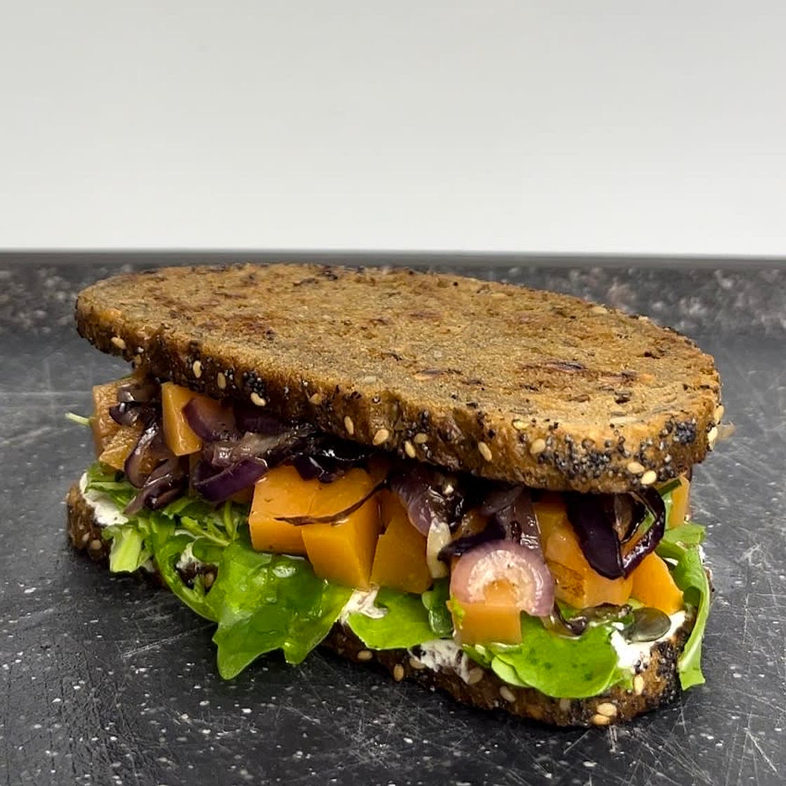 Pumpkin caramelized onion sandwich