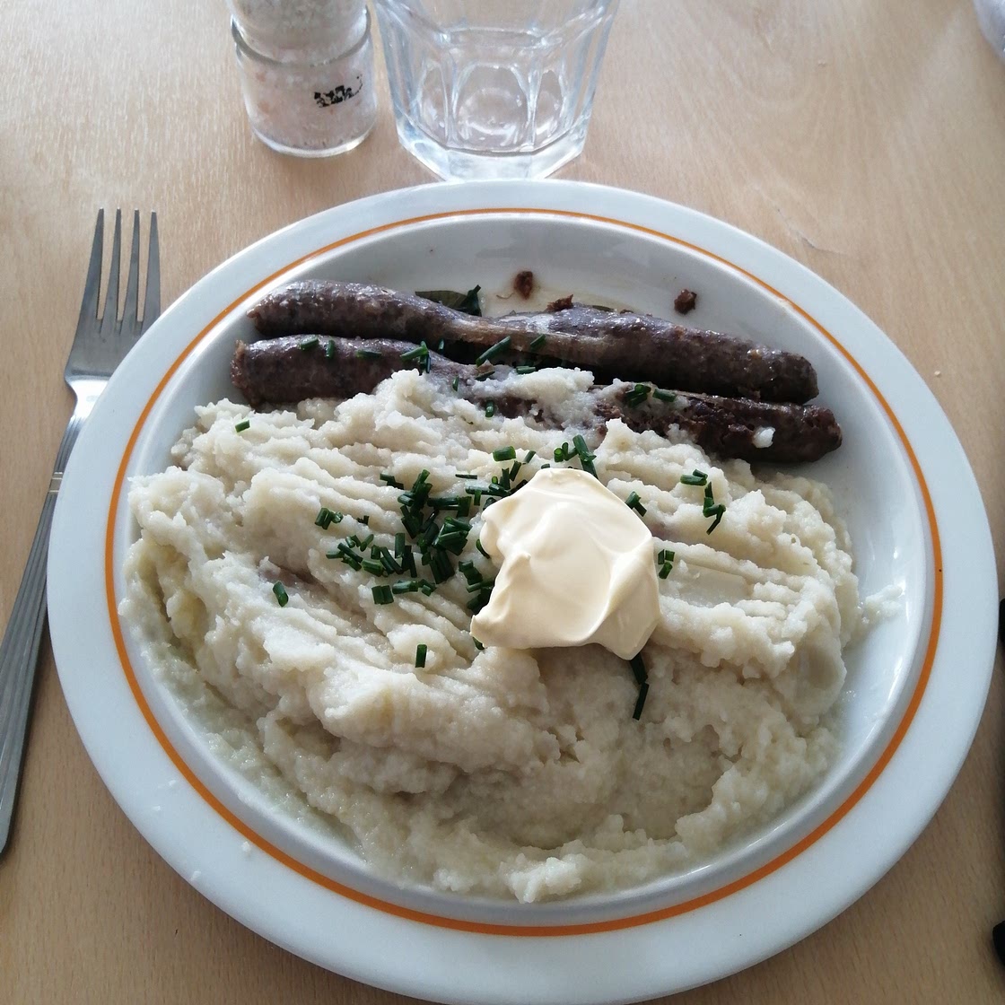 Purée de chou fleur saucisses de canard