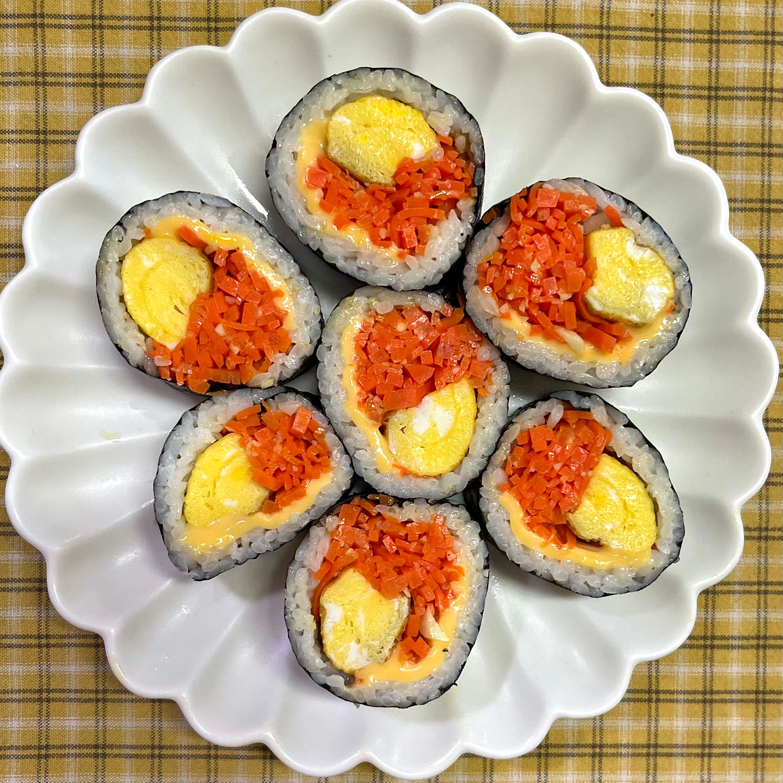 Easy Carrot, Egg & Cheese Roll (Kimbap)