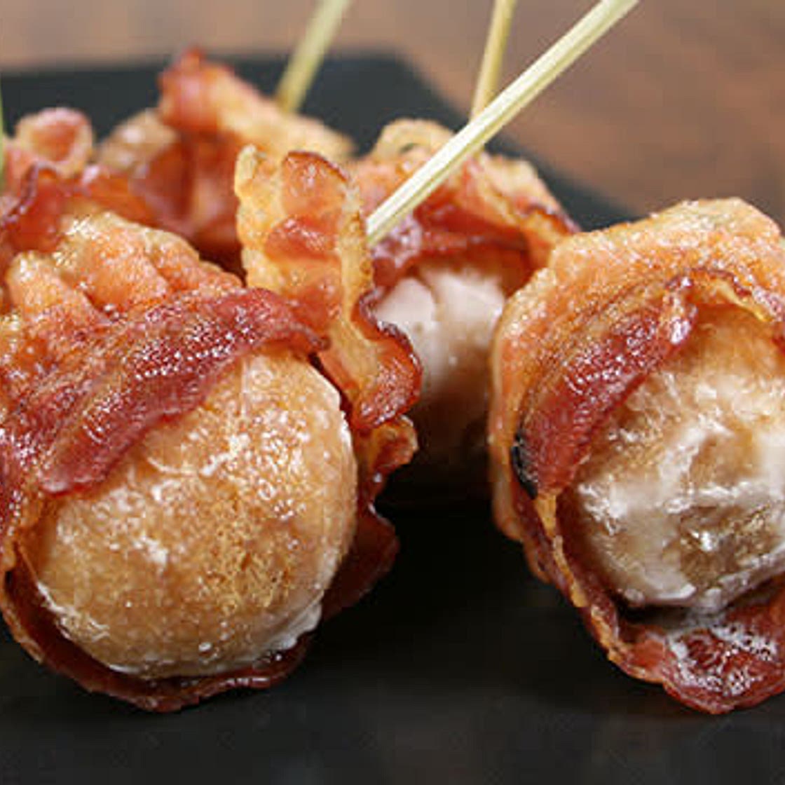 Bacon wrapped Donut Holes or Timbits