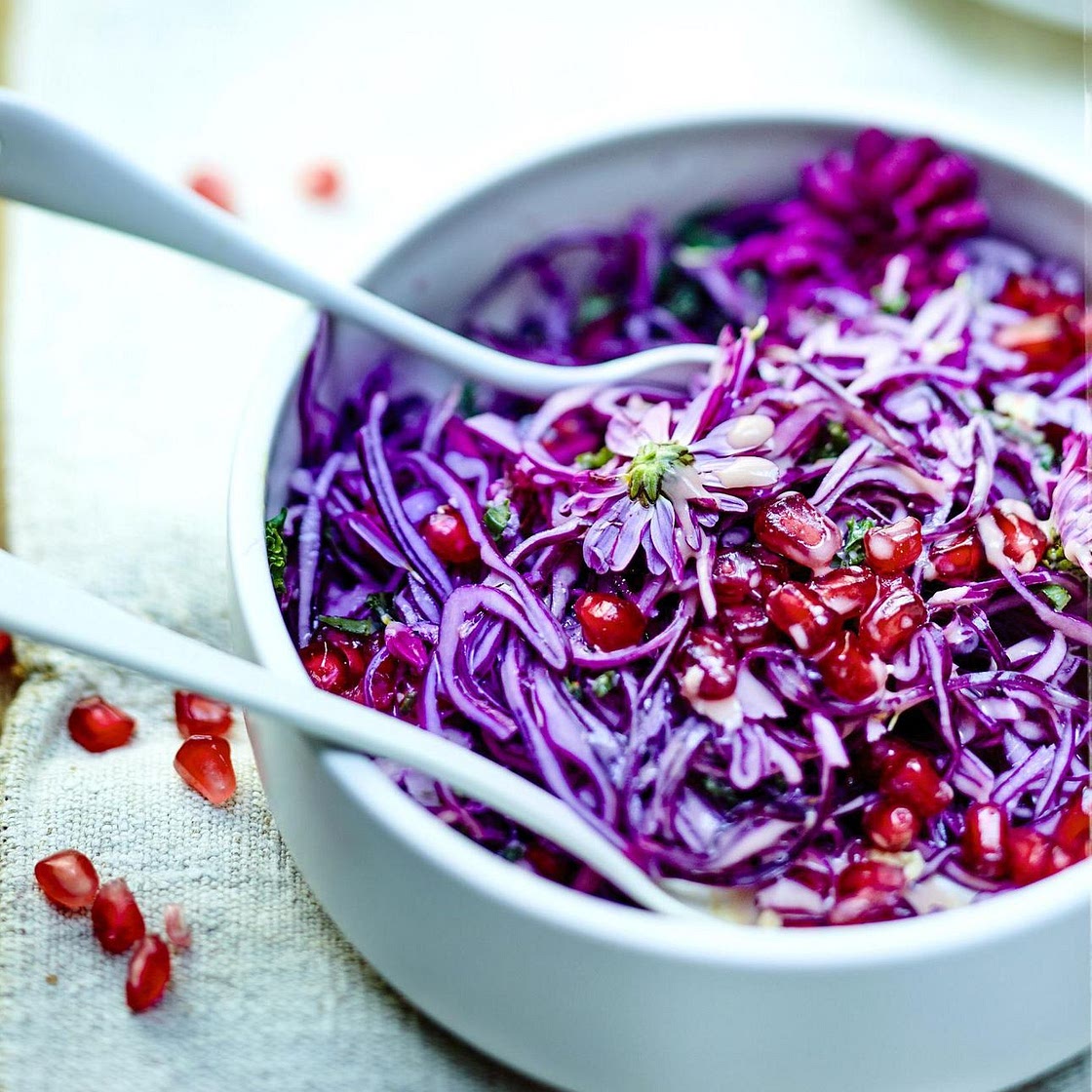 Salade de chou rouge et grenade