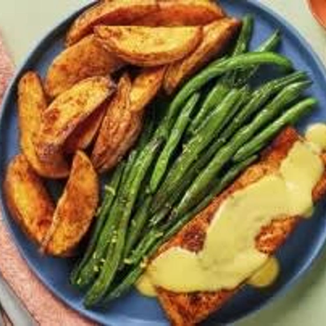 Hey, Honey! Salmon with Potato Wedges & Zesty Green Beans