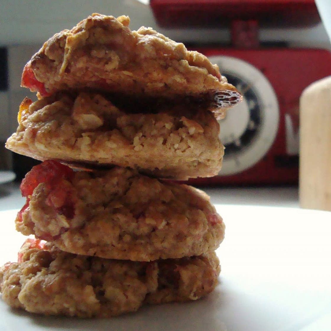 Cherry, White Chocolate & Apricot Oaty Biscuits