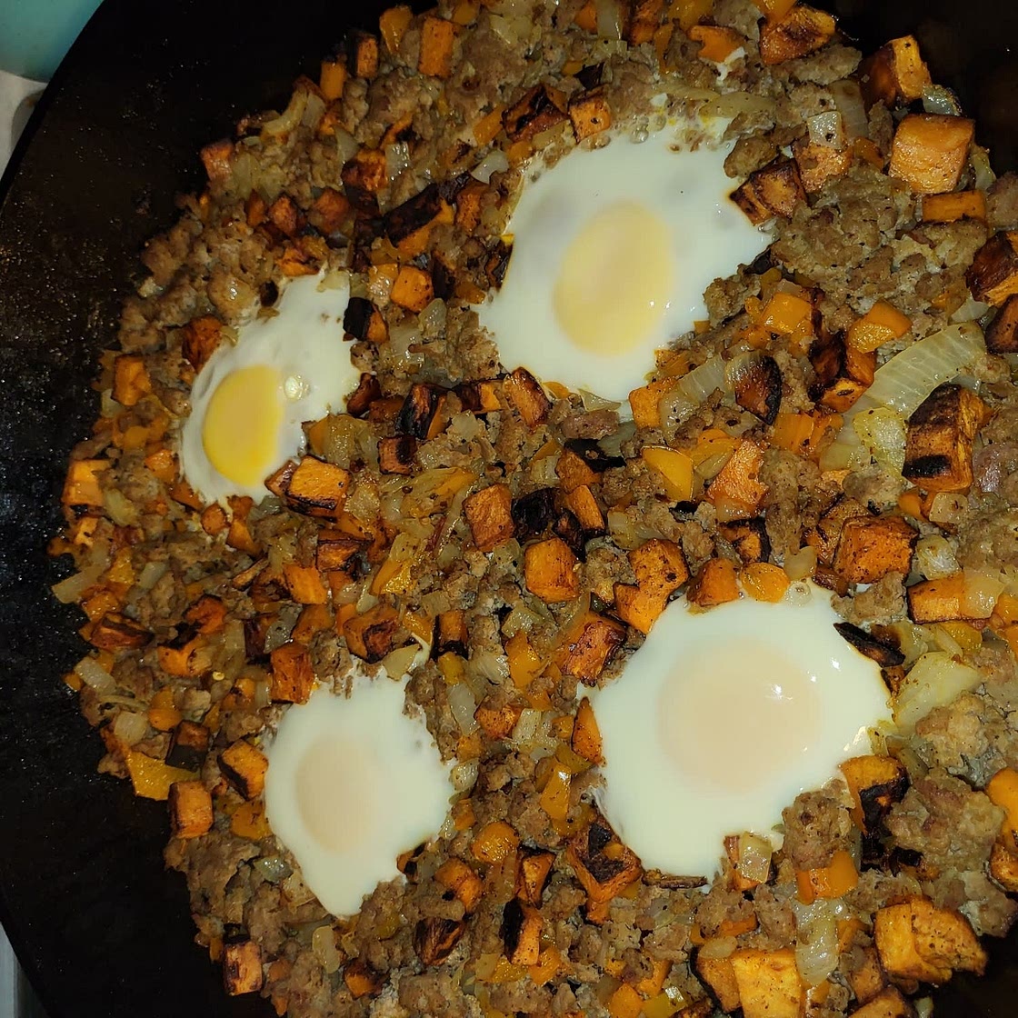 Sweet Potato Hash with Sausage and Eggs {Paleo & Whole30}