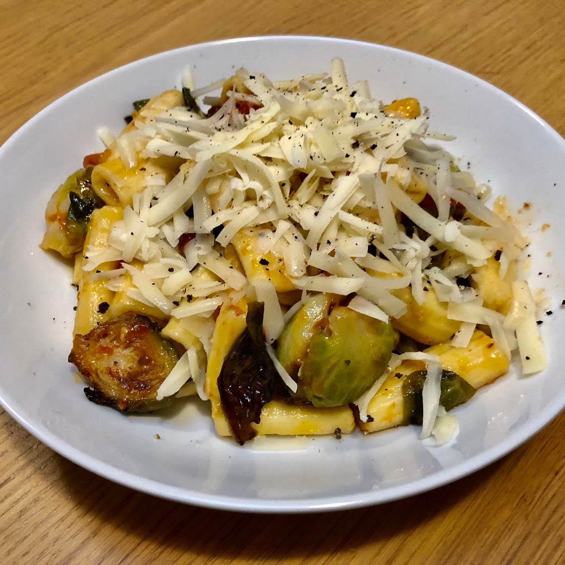 50. Rigatoni with Roasted Tomato and Brussel Sprouts