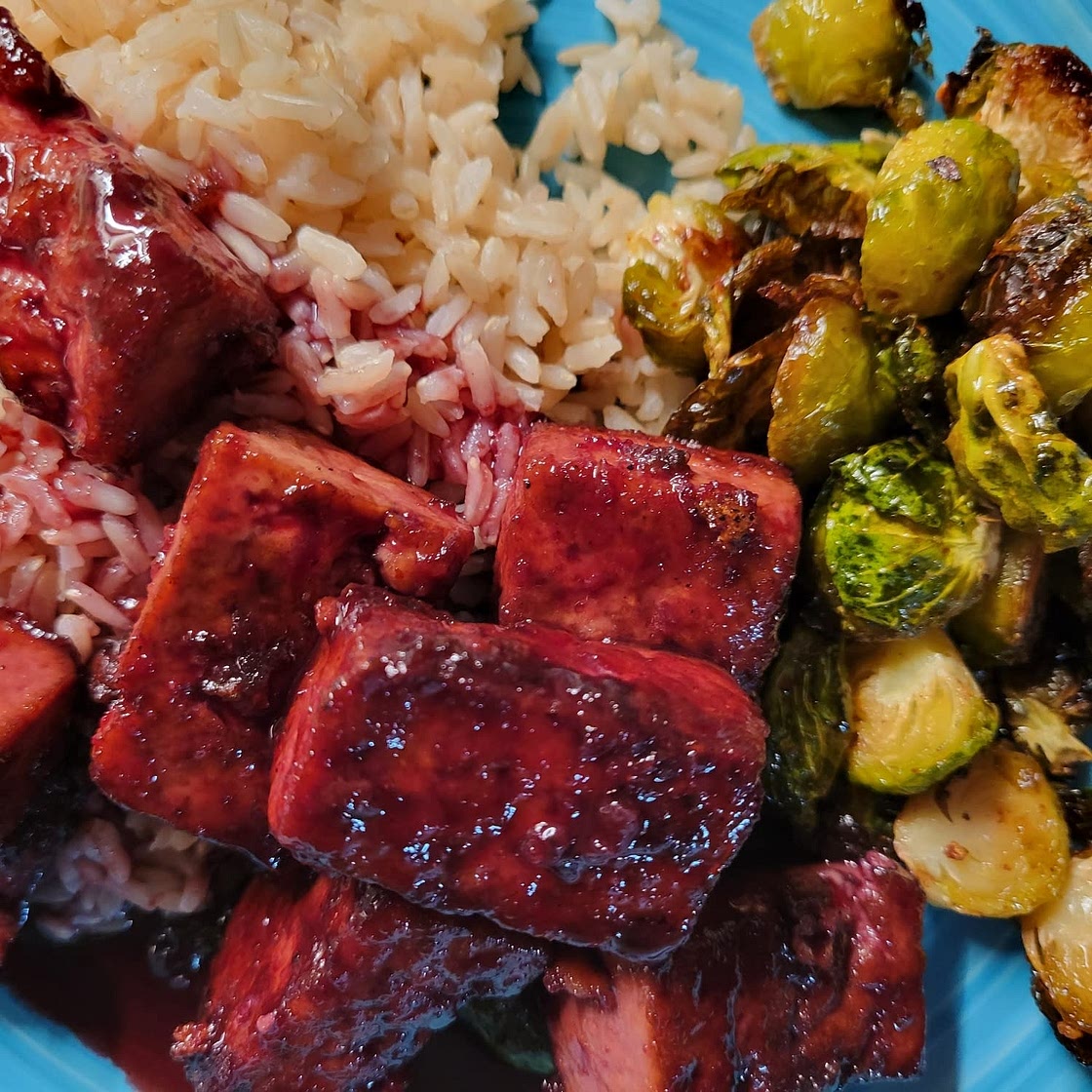 Blackberry Glazed Tofu with Black Pepper & Chili