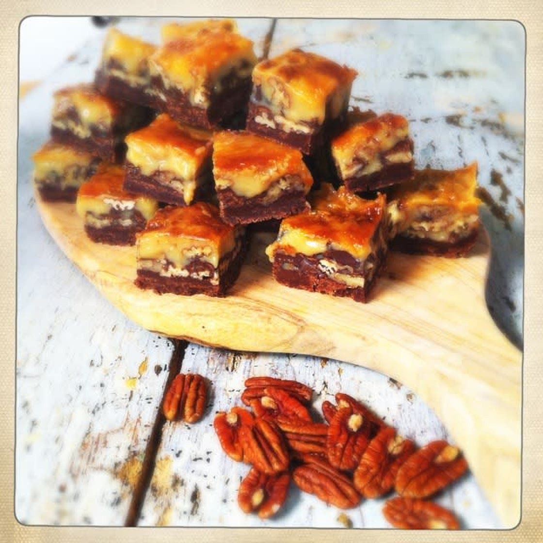 Double Chocolate Pecan Pie & Salted Caramel Traybake