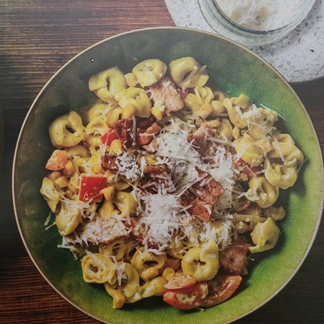 Creamy basil pesto cheese tortellini pasta