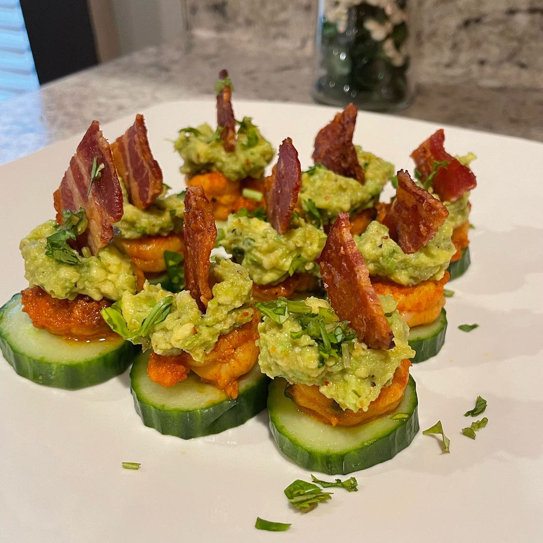 Shrimp Appetizers with Avocado and Cucumber