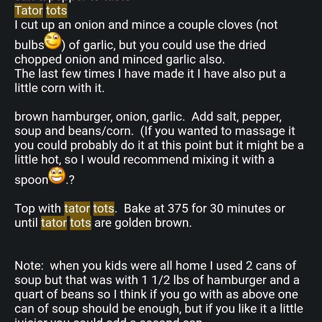 Tater Tot Casserole