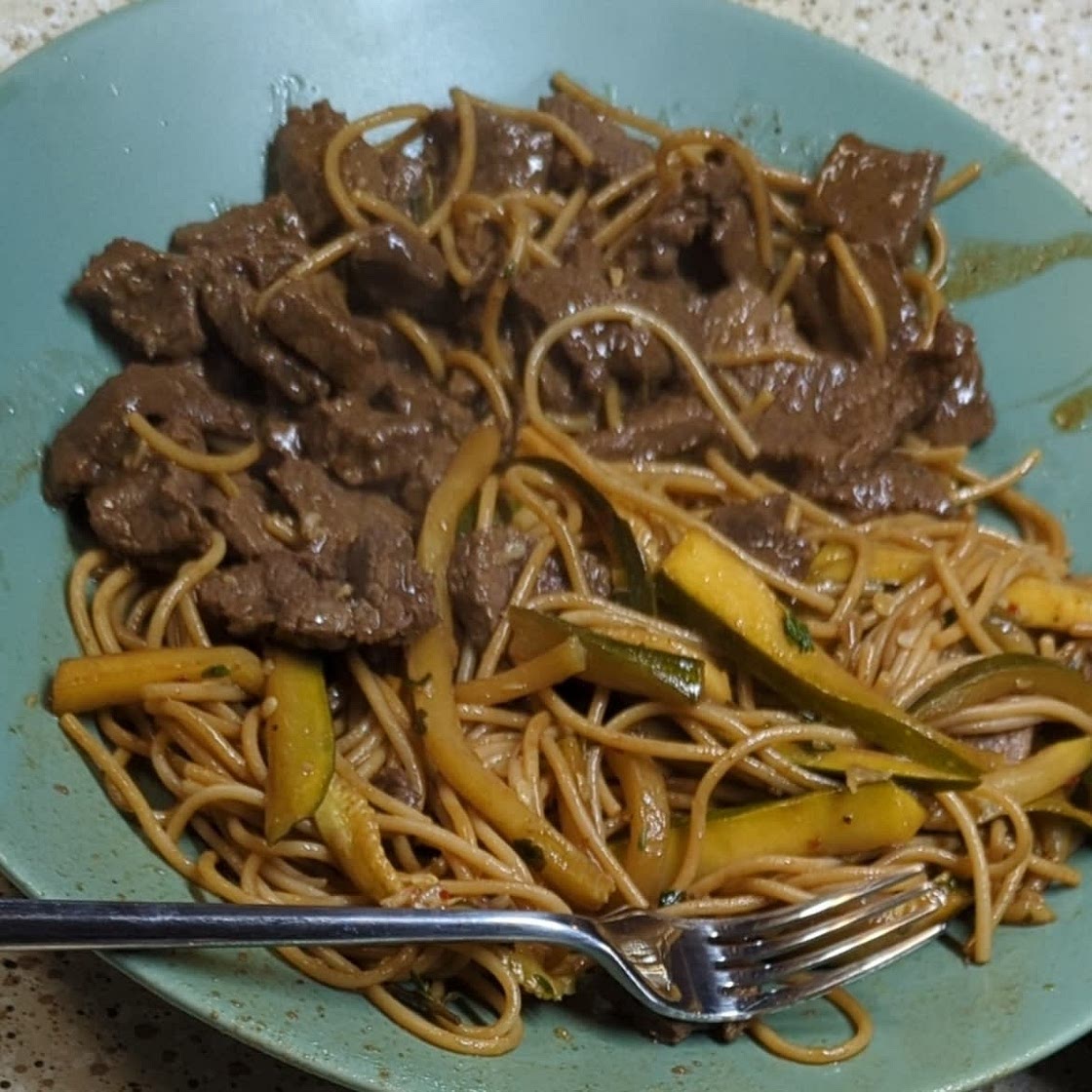 Garlic Butter Steak Bites with Lemon Zucchini Noodles